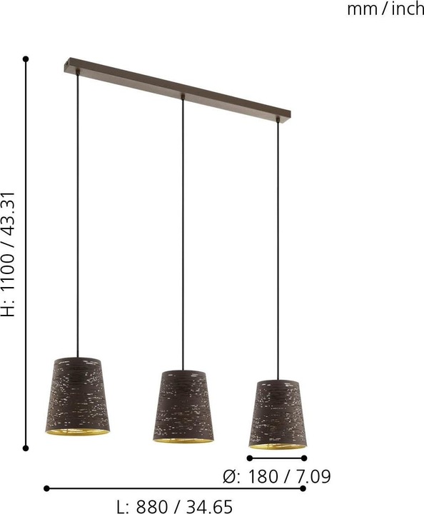 Image du produit EGLO Suspension SEGEZIA 3x E27 Moka (E27)