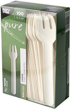 Produktbild Papstar Papier-Gabeln "pure", L„nge: 155 mm, weiá, 100er (100x)
