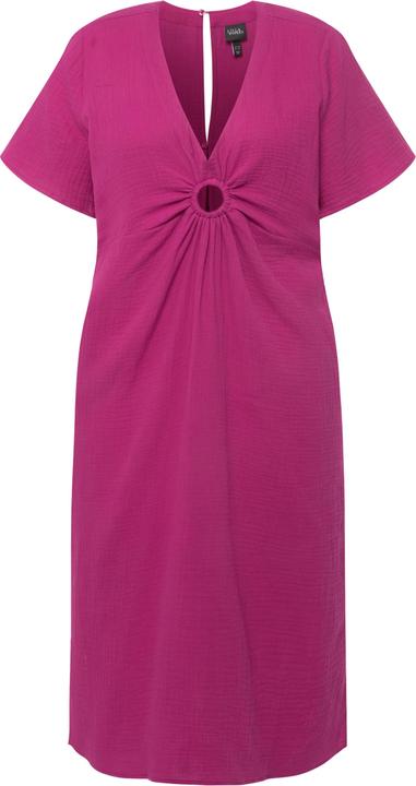 Produktbild Ulla Popken Midikleid, Musselin, A-Linie, V-Ausschnitt, Halbarm (50, 52)