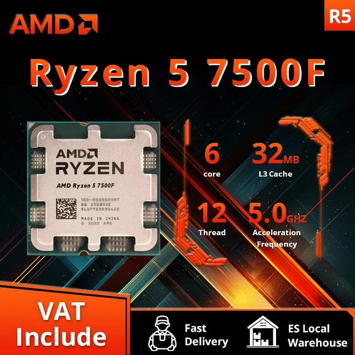 Actual product image AMD Ryzen 5 7500F Tray (AM5, 3.70 GHz, 6 -Core)
