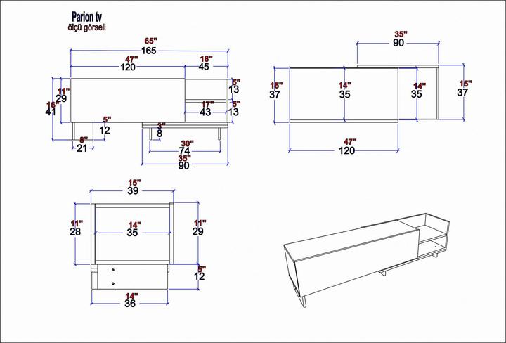 Productafbeelding Kalune Design Hailey (165 x 35 x 41 cm)