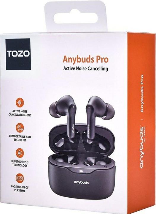 Actual product image Tozo Ausinės Anybuds Pro TWS Bluetooth Earbuds Juodas (ANC, 25 h, Wireless)