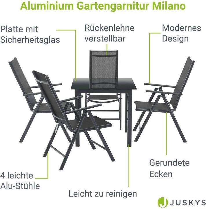 Produktbild Juskys Gartengarnitur Milano (80 x 80 x 74 cm)
