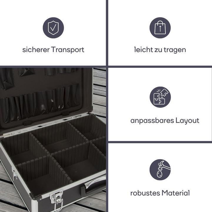Image du produit Velleman Valise à Outils en Aluminium - 455 x 330 x 152 mm - Noir (2 pièces)
