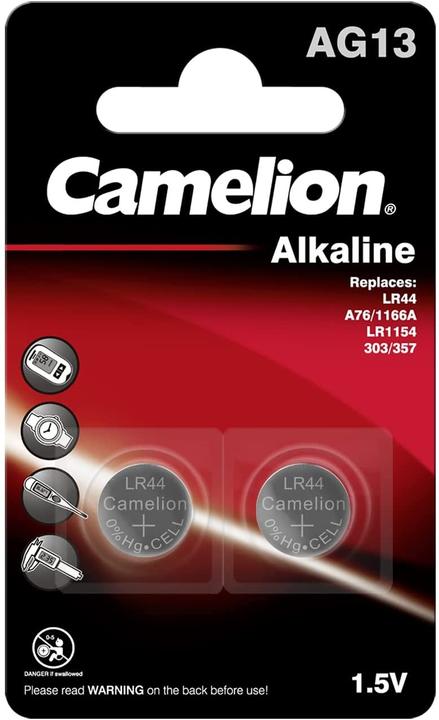Camelion Batterien Knopfzelle LR 44 Alkaline (2 Stk., LR44, 105 mAh)