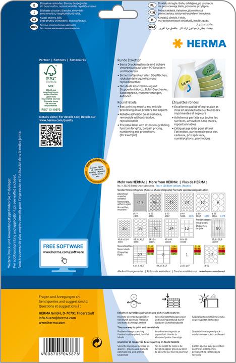 Actual product image HERMA A4 removable labels