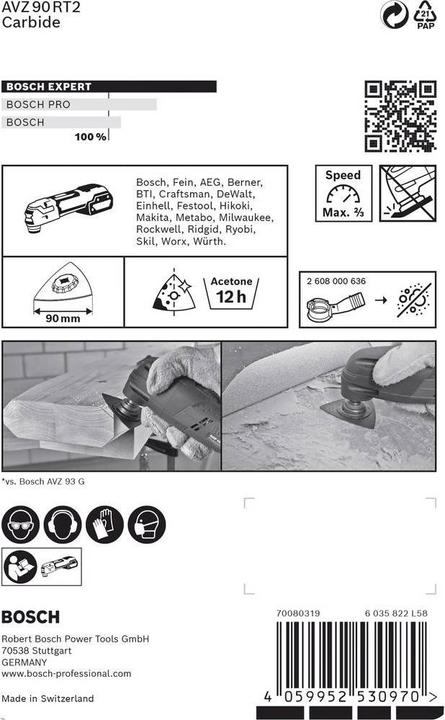 Produktbild Bosch Professional Zubehör EXPERT Sanding Plate AVZ 90 RT2 Blatt für Multifunktionswerkzeuge, 90 mm (P20,20)