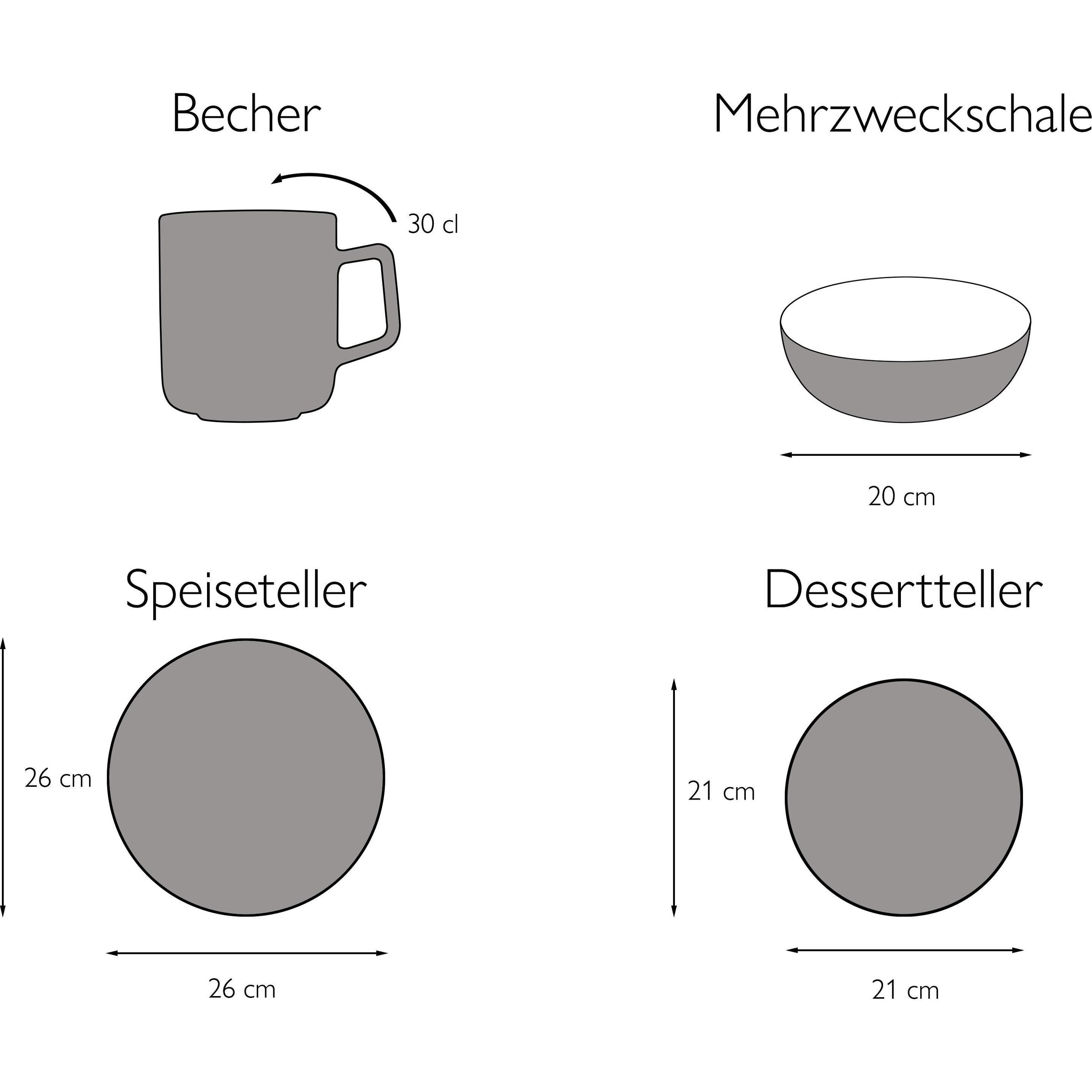 Thumbnail - CreaTable, Geschirrset, Crimson (16 Stück)