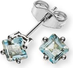 Image du produit Natsumi Schmuck Boucles d'oreilles 4 griffes en or blanc 18C/750 2 opases bleues Carré (Or blanc 750/18 K)
