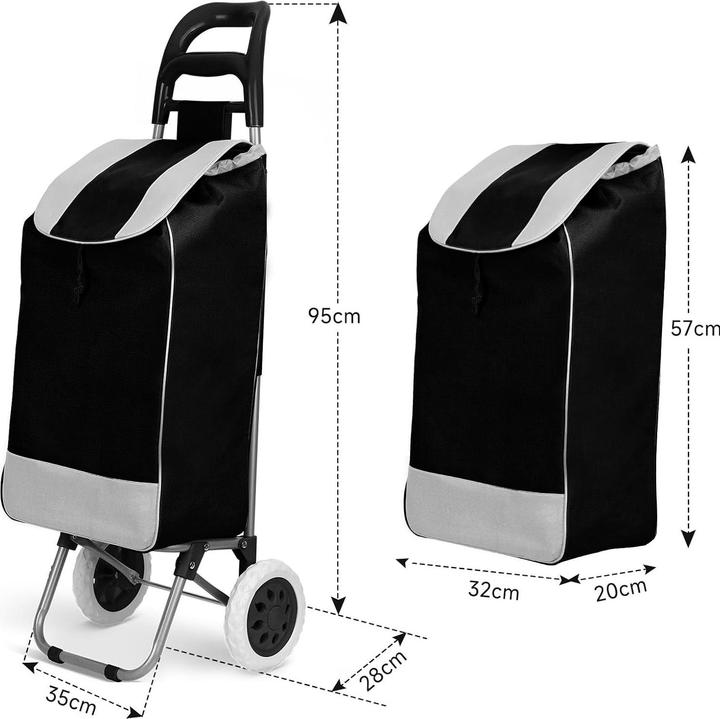 Image du produit ASMI Einkaufstrolley, Shopping Trolley, Einkaufswagen mit Rädern Schwarz, Grau