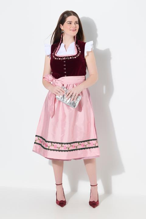 Produktbild Ulla Popken Samt-Dirndl, Stickerei, Carré-Ausschnitt, ärmellos (62)