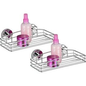Wenko, Mensola doccia, Cestini per doccia in acciaio inox, 2 pezzi.
