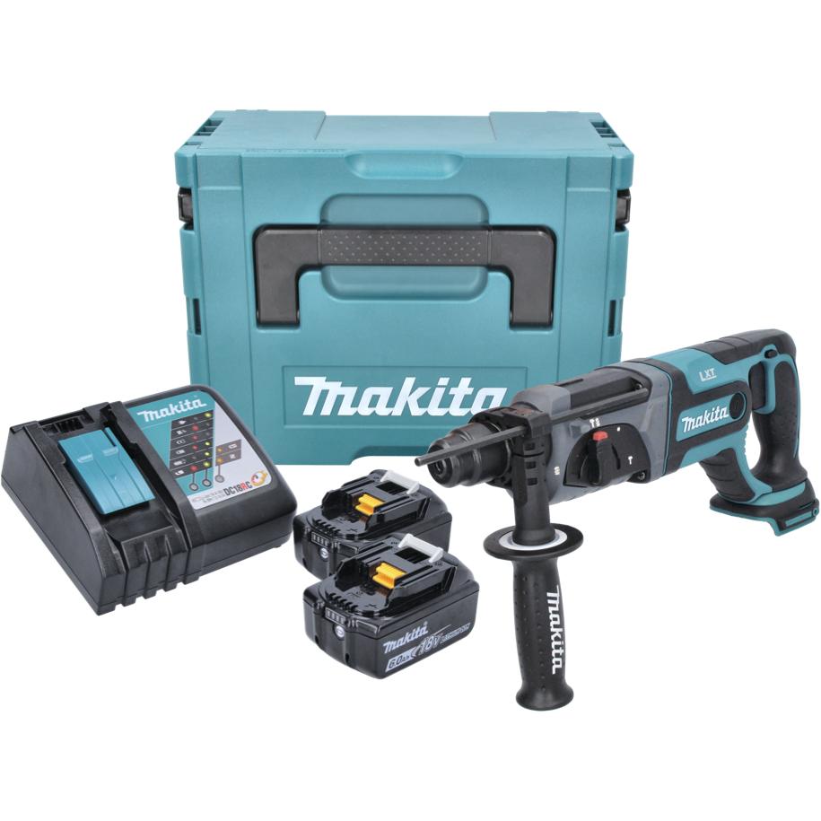 Thumbnail - Makita, Bohrmaschine + Akkuschrauber, DHR 241 RGJ Akku Bohrhammer 18 V 2,0 J SDS plus + 2x Akku 6,0 Ah + Ladegerät + Mak...