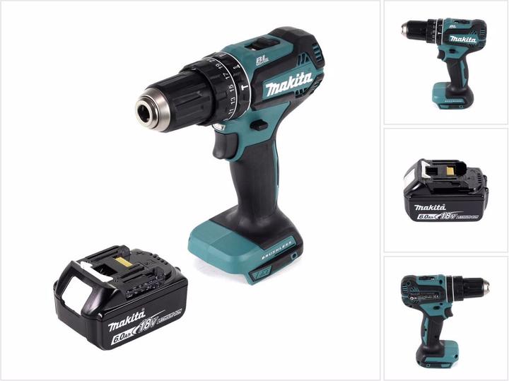 Produktbild Makita DHP 485 G1 Akku Schlagbohrschrauber 18 V 50 Nm Brushless + 1x Akku 6,0 Ah - ohne Ladegerät