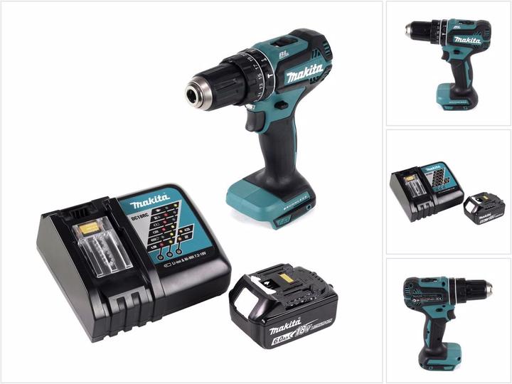 Produktbild Makita DHP 485 RG1 Akku Schlagbohrschrauber 18 V 50 Nm Brushless + 1x Akku 6,0 Ah + Ladegerät