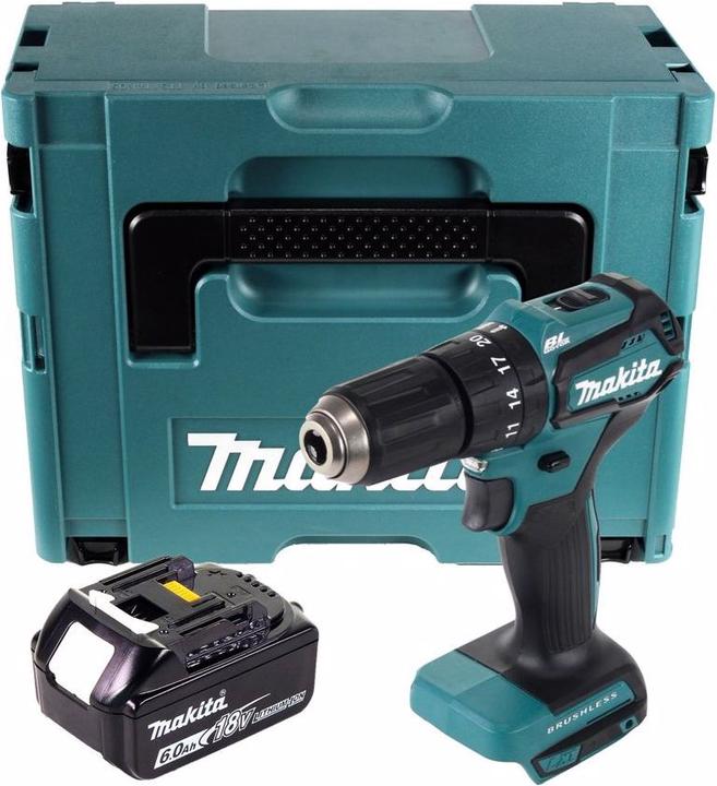 Produktbild Makita DHP 483 G1J Akku Schlagbohrschrauber 18 V 40 Nm + 1x Akku 6,0 Ah + Makpac - ohne Ladegerät