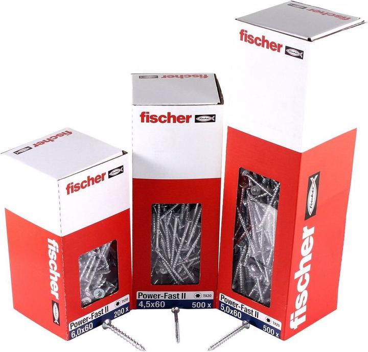 Actual product image Fischer Power-Fast II FPF II Chipboard screw 5,0x100 mm 200 pieces ( 670365 ) countersunk head with Torx T (200 Screws per piece)