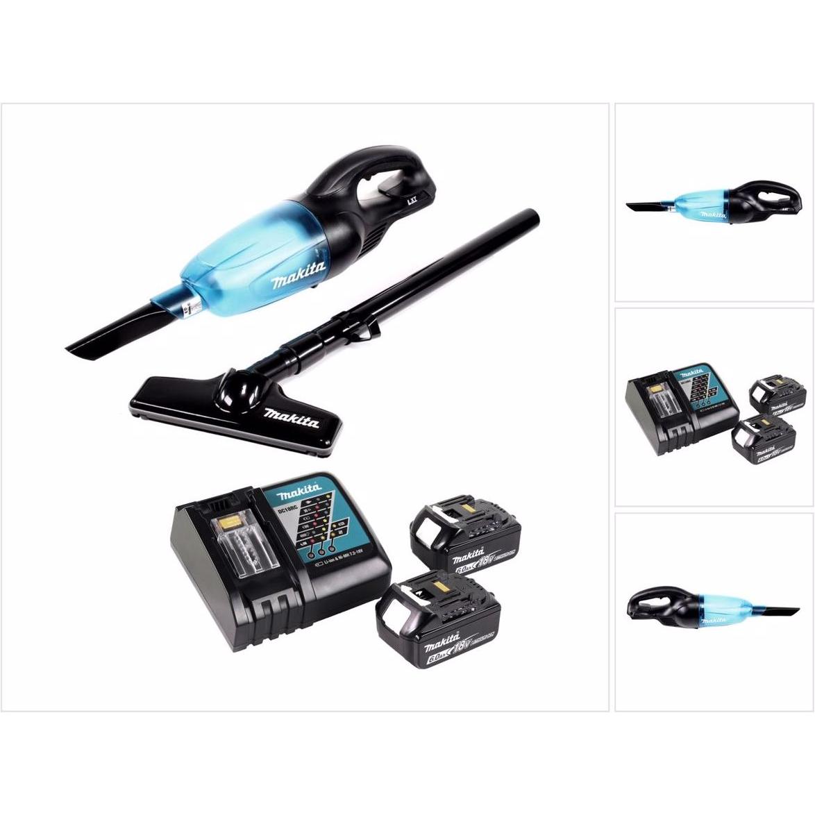 Makita DCL 180 RG B Akku Staubsauger 18 V Schwarz + 2x Akku 6,0 Ah + Ladegerät, Staubsauger, Schwarz