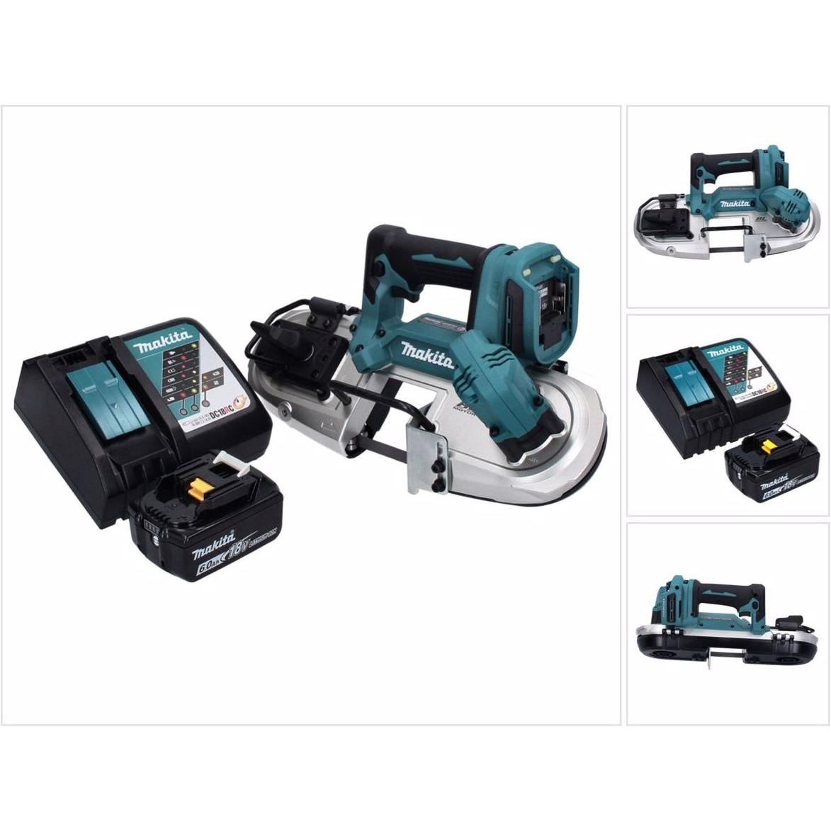 Makita, Dekupiersäge + Bandsäge, DPB 183 RG1 Akku Bandsäge 18 V 66 mm Brushless + 1x Akku 6,0 Ah + Ladegerät