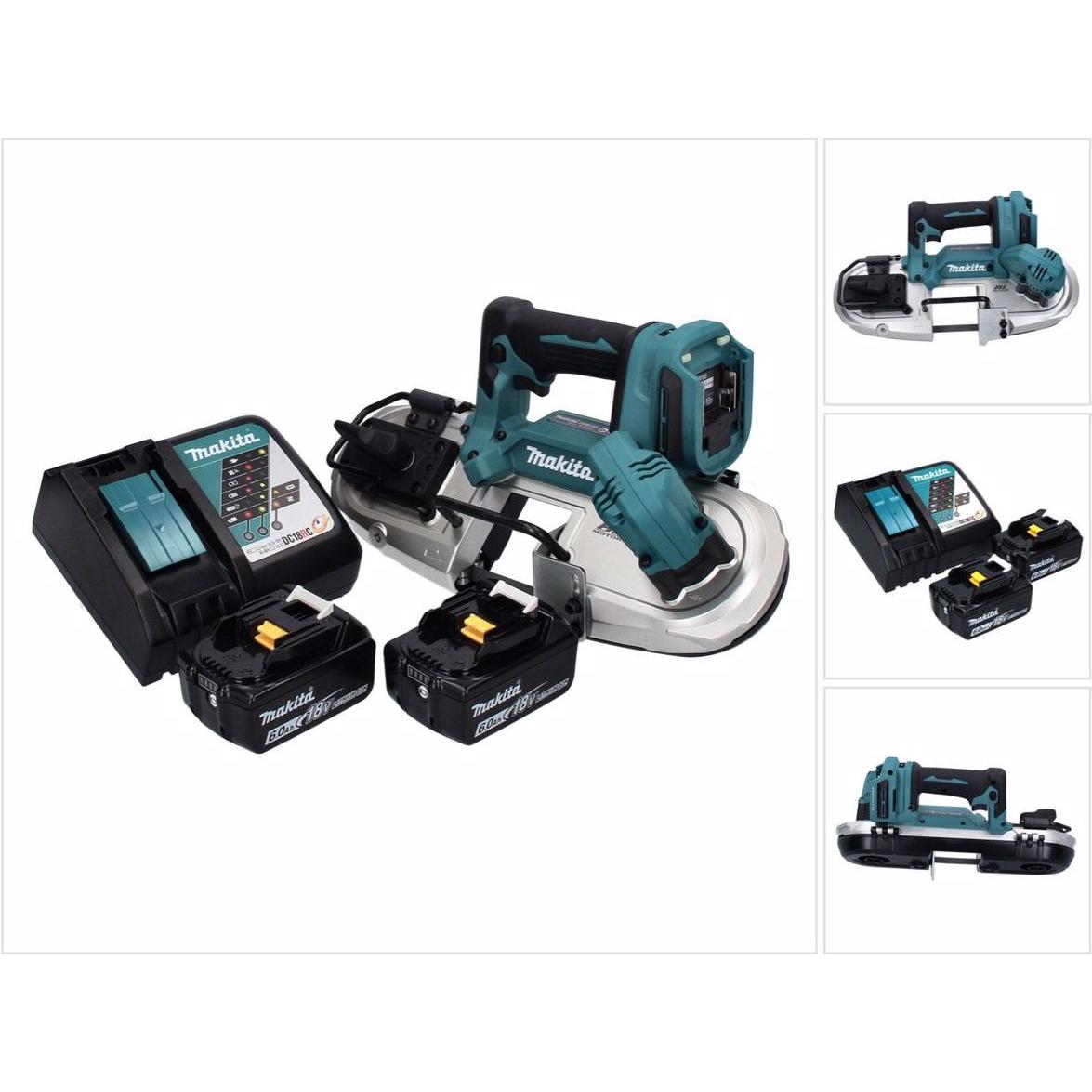 Makita, Dekupiersäge + Bandsäge, DPB 183 RG Akku Bandsäge 18 V 66 mm Brushless + 2x Akku 6,0 Ah + Ladegerät