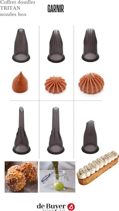 Actual product image de Buyer Garnishing set : 6 tureens made of tritan with base (Nozzle)