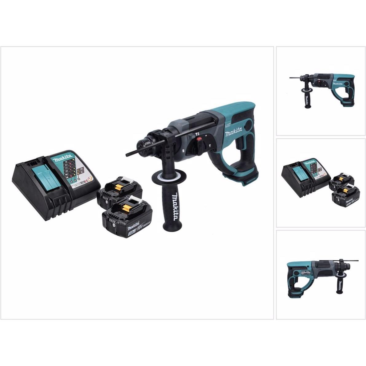 Makita, Bohrmaschine + Akkuschrauber, DHR 202 RF Akku Kombihammer 18 V 2,0 J SDS Plus + 2x Akku 3,0 Ah + Ladegerät (Akku...
