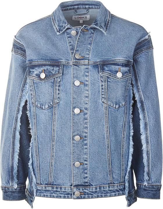 Actual product image Patchwork Two-Tone Denim Jacket (L)