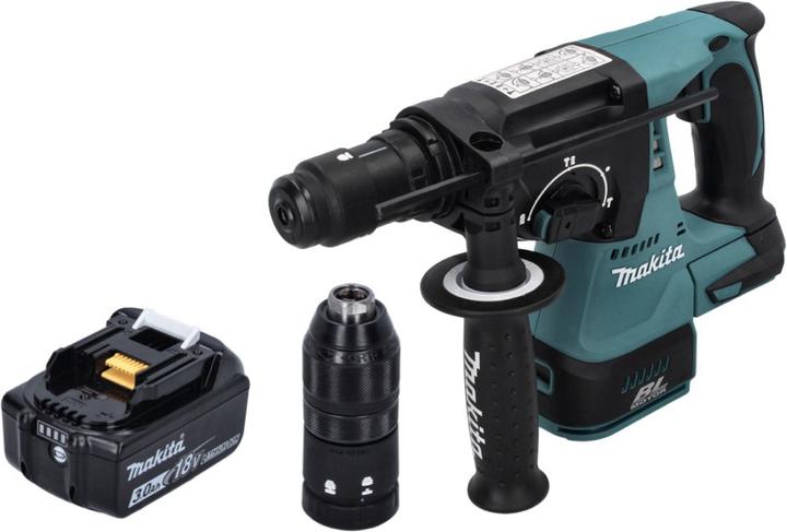 Actual product image Makita DHR 243 F1 cordless hammer drill 18 V SDS plus Brushless + 1x battery 3.0 Ah - without charger (Rechargeable battery operated)