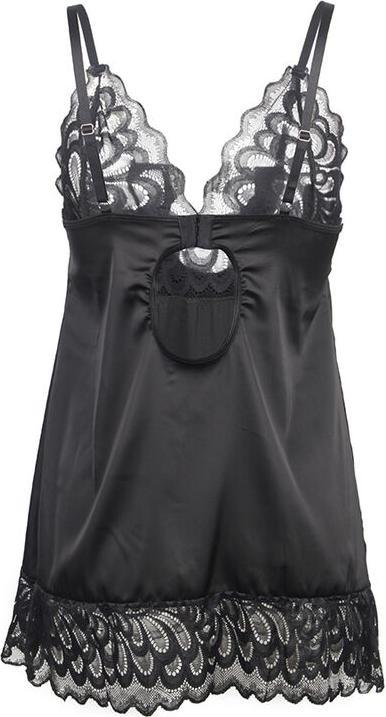 Produktbild Subblime Babydoll Mit Blumenprint Auf Der Brust Schwarz S/M (S, M)