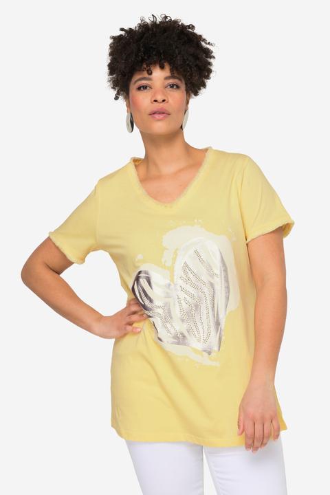 Actual product image Miamoda Fringed Half-Sleeve Heart Print T-Shirt (50)