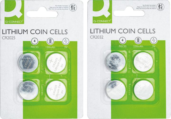 Produktbild Q-Connect Lithium Knopfzellen (4 Stk., CR2025, 150 mAh)