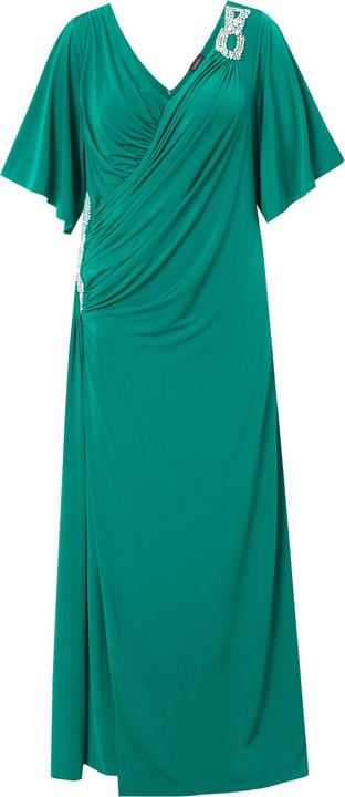 Produktbild Ulla Popken Maxikleid, Drapierung, V-Ausschnitt, Glockenärmel (58)