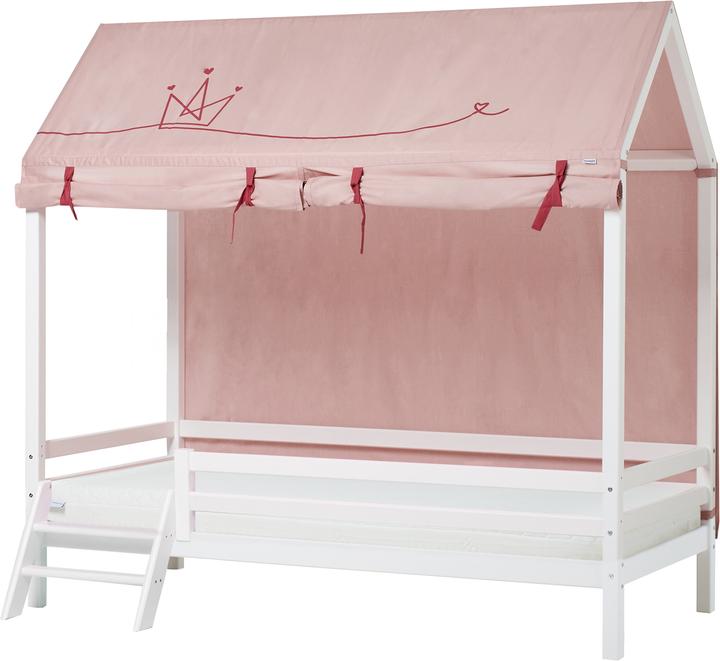 Hoppekids BUNDLE BASIC Hausbett 90x200 cm, mit Leiter und Extra Rausfallschutz, mit PRINCESS Vorhang und ECO D (90 x 200 cm)