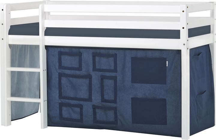 Actual product image Hoppekids BUNDLE BASIC half loft bed 70x160 cm (not divisible) with CREATOR curtain in Orion Blue and cold (70 x 160 cm)