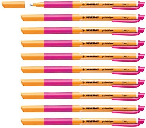 Productafbeelding STABILO Rollerball - pointVisco - pak van 10 - roze (Roze, Oranje, 10 x)