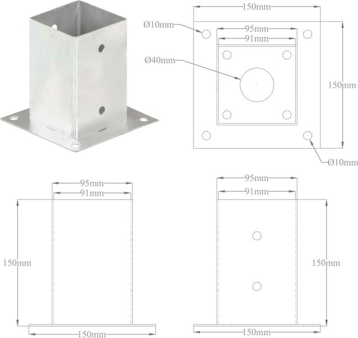 Actual product image vidaXL Pfostenanker