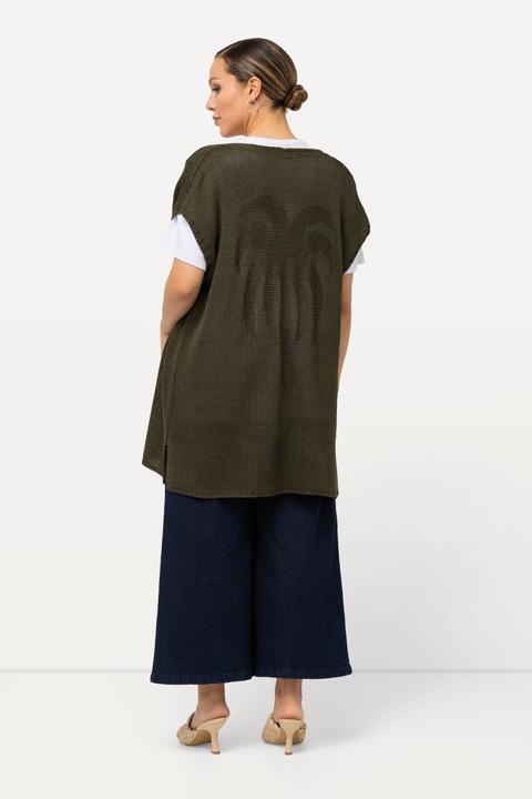 Produktbild Ulla Popken Strickweste, Palme, oversized, offene Form, ärmellos (56)