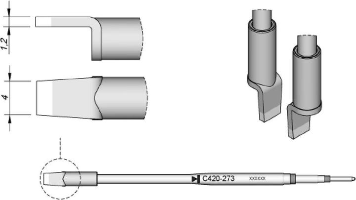 Actual product image JBC Soldering tip series C420, C420273/4.0 mm, for Dual-In-Line IC (Soldering tip)