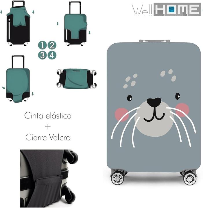 Produktbild Well Home Kofferset mit Schutzbezug Cutie Cat, 4 Räder und Teleskopgriff