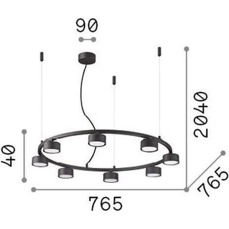 Thumbnail - Ideal lux, Pendelleuchte, MINOR GX53 Pendelleuchte 8x ⌀765mm dimmbar Schwarz warmweiss 235547 (GX53, 910 lm)