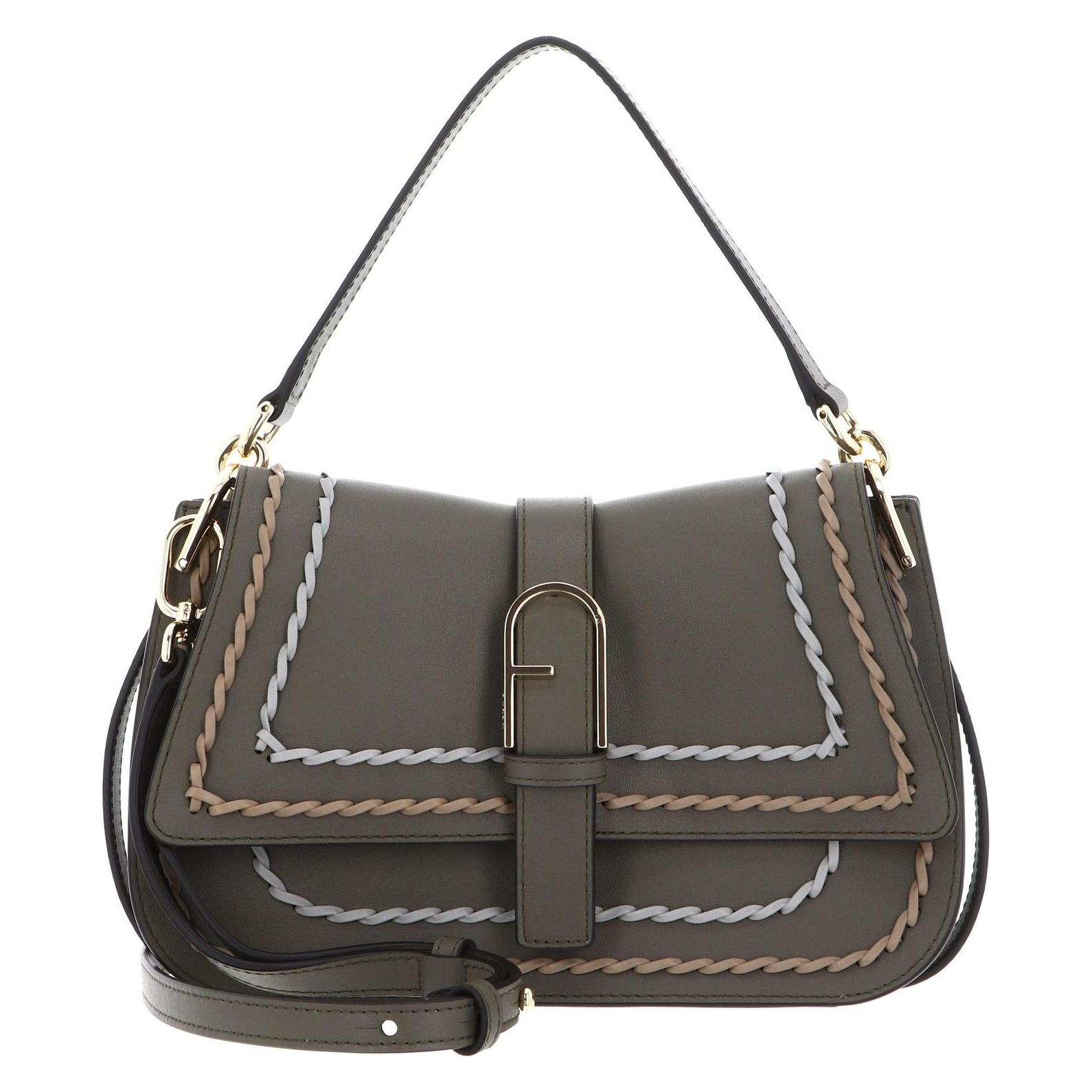 Furla, Damen, Handtasche, Flow Top Handle, Braun, Grün, Grau