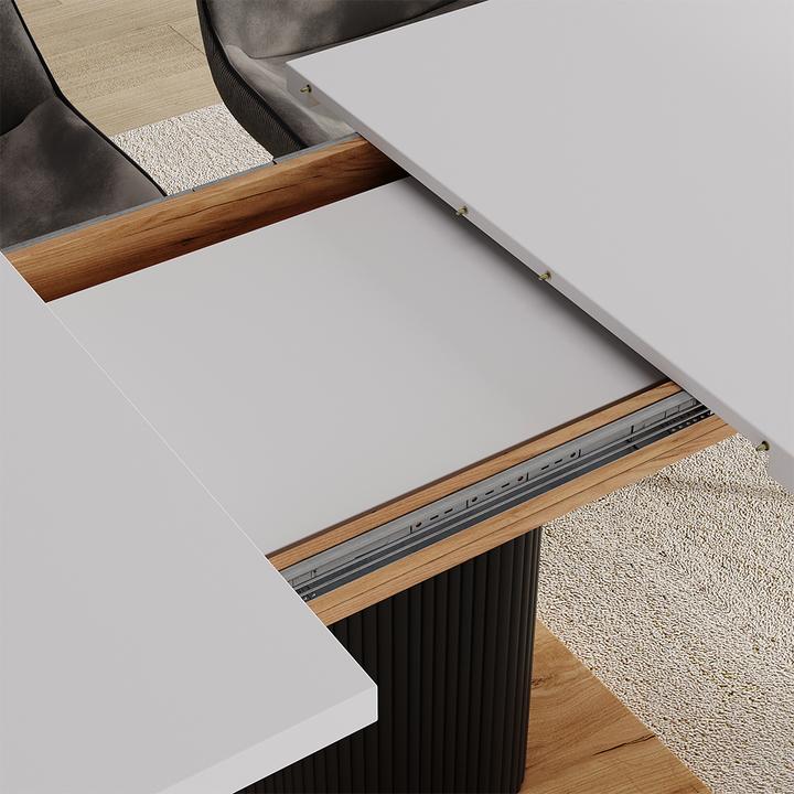 Produktbild Vicco Esstisch Fenaro, Weiss/Goldkraft Eiche/Goldkraft Eiche/Schwarz, 120 x 80 cm ausziehbar (120 x 120 x 77.40 cm)