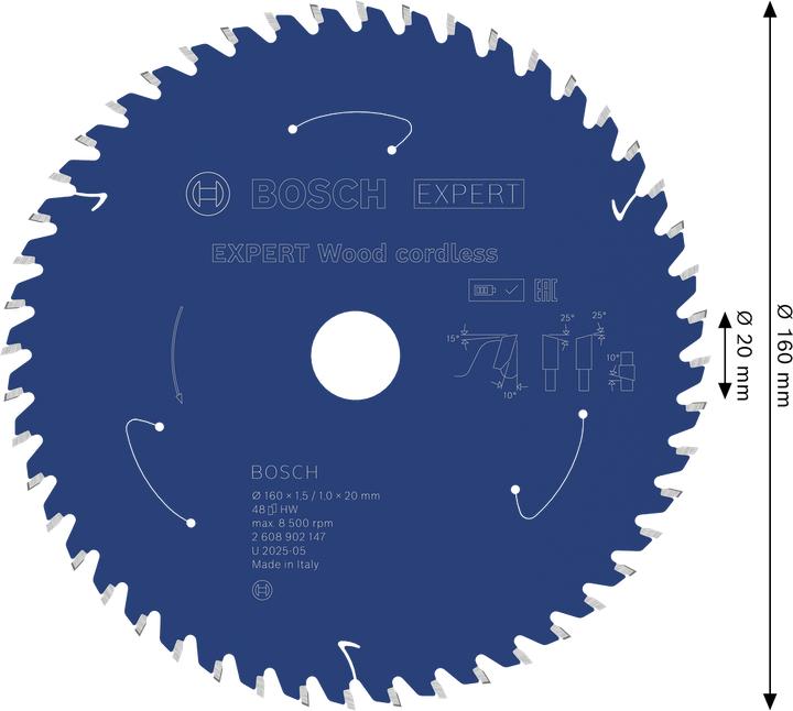 Produktbild Bosch Professional Zubehör EXPERT Wood Kreissägeblatt, 160x20 mm, T48