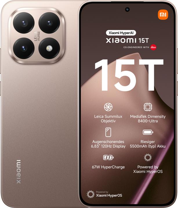 Xiaomi 15T (256 GB, Pink gold, 6.83", Dual SIM, 5G)