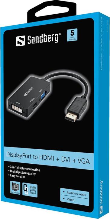 Produktbild Sandberg DisplayPort zu (DVI, HDMI, VGA, 19 cm)