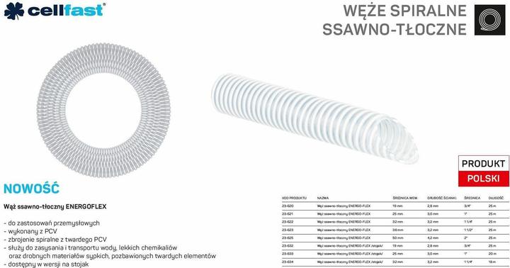 Actual product image Cellfast C.WĄŻ SSAWNO-TŁOCZNY DO POMP 32mm x 16mb BEZBARWNY ENERGO-FLEX NA STOJAK (16 m)