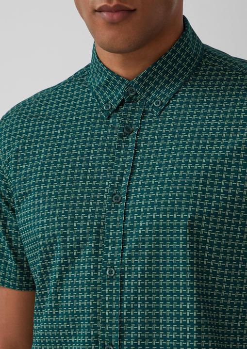 Immagine prodotto s.Oliver Hemd Regular Fit: Gemustertes Kurzarmhemd aus Baumwolle mit Button-Down-Kragen (L, S)