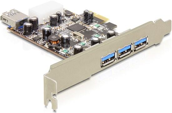 Image du produit Delock Carte PCI-E > 3 x externe + 1 x interne USB 3.0