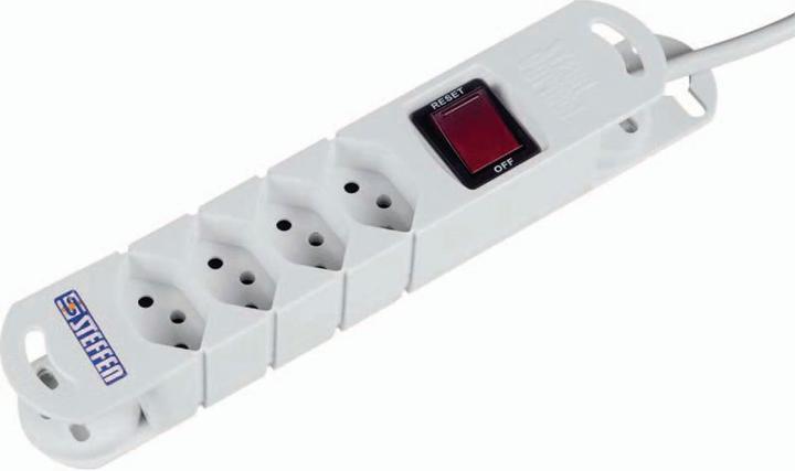 Produktbild Steffen Steckdosenleiste TIDE 4xT13 3m mit Schalter und Haftmagnete ws (4 x, Typ 13, 3 m)