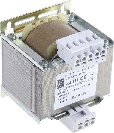Produktbild RS PRO Transformator isoliert 100VA 55-0-55V
